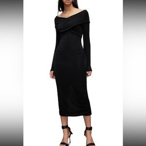 All Saints Delta Black Velvet Dress Size 8